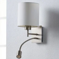 Lindby Væglamper|Væglamper > væglampe Camilo, nikkelfarvet, LED-læselampe, 28 cm