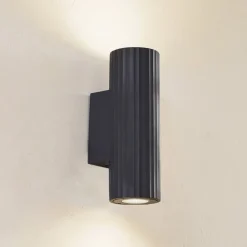 Lindby Terrassebelysning|Væglamper > væglampe Christa, antracit, beton, 25 cm, krusning