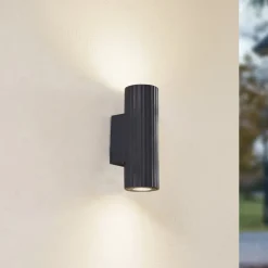Lindby Terrassebelysning|Væglamper > væglampe Christa, antracit, beton, 25 cm, krusning