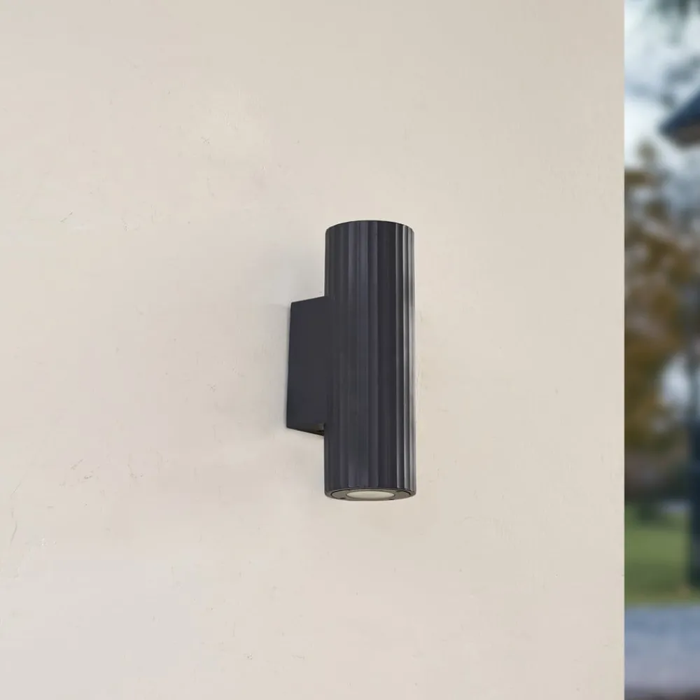 Lindby Terrassebelysning|Væglamper > væglampe Christa, antracit, beton, 25 cm, krusning