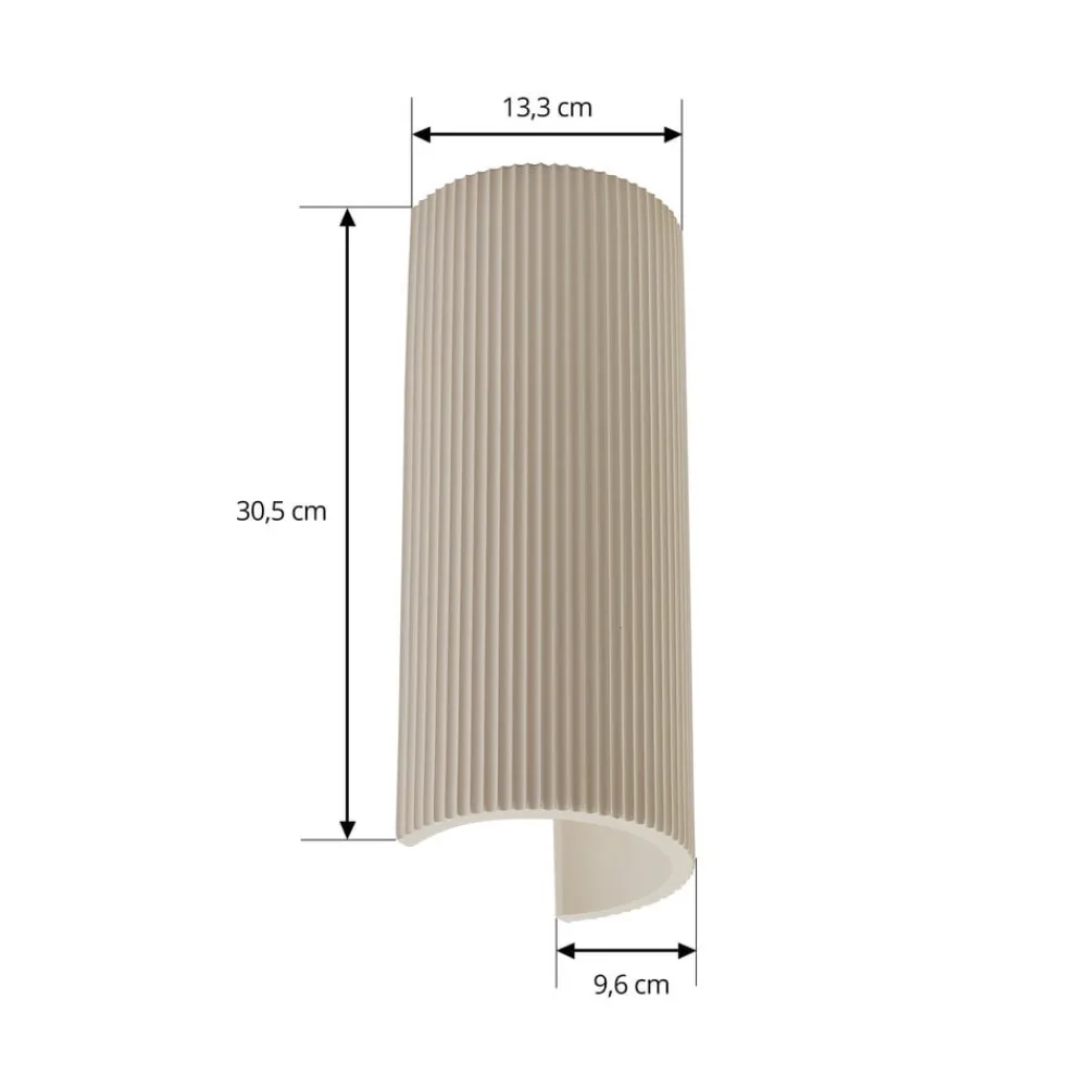Gang|Væglamper ^ Lindby væglampe Colja, rund, højde 30,5 cm, gips, beige