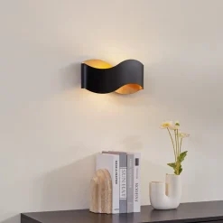 Lindby Pendellamper|Væglamper > væglampe Dailin, sort/guld, 30 cm, metal