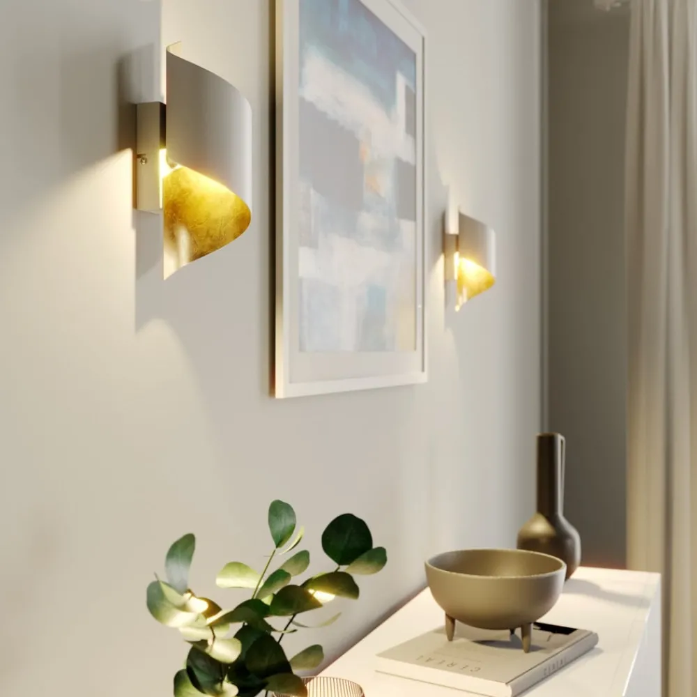 Gang|Pendellamper ^ Lindby væglampe Desirio, hvid/guld, 24 cm, metal