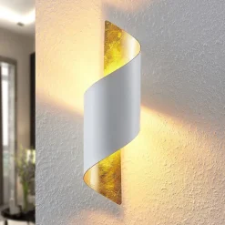 Lindby Gang|Væglamper > væglampe Desirio, hvid/guld, 35 cm, metal
