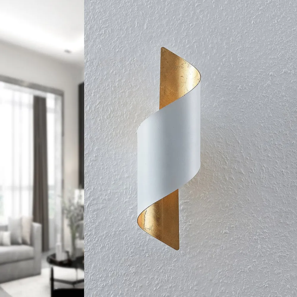Lindby Gang|Væglamper > væglampe Desirio, hvid/guld, 35 cm, metal