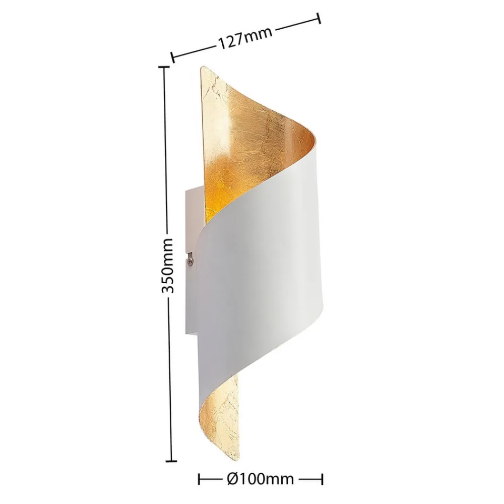 Lindby Gang|Væglamper > væglampe Desirio, hvid/guld, 35 cm, metal