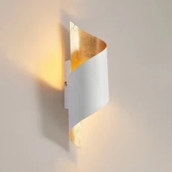 Lindby Gang|Væglamper > væglampe Desirio, hvid/guld, 35 cm, metal