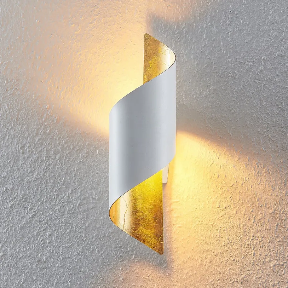 Lindby Gang|Væglamper > væglampe Desirio, hvid/guld, 35 cm, metal