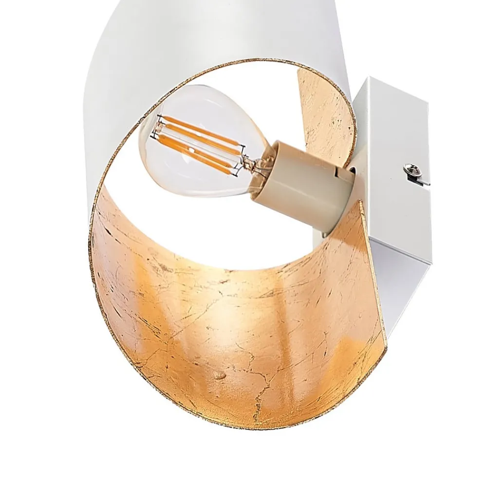 Lindby Gang|Væglamper > væglampe Desirio, hvid/guld, 35 cm, metal