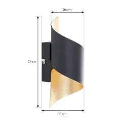 Gang|Pendellamper ^ Lindby væglampe Desirio, sort/guld, 24 cm, metal