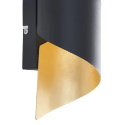 Gang|Pendellamper ^ Lindby væglampe Desirio, sort/guld, 24 cm, metal