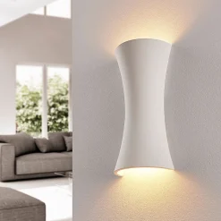 Lindby Gang|Pendellamper > væglampe Edon, hvid, gips, konkav, 30 cm