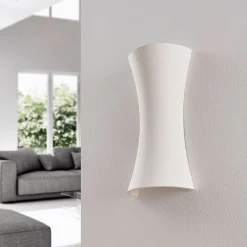 Lindby Gang|Pendellamper > væglampe Edon, hvid, gips, konkav, 30 cm