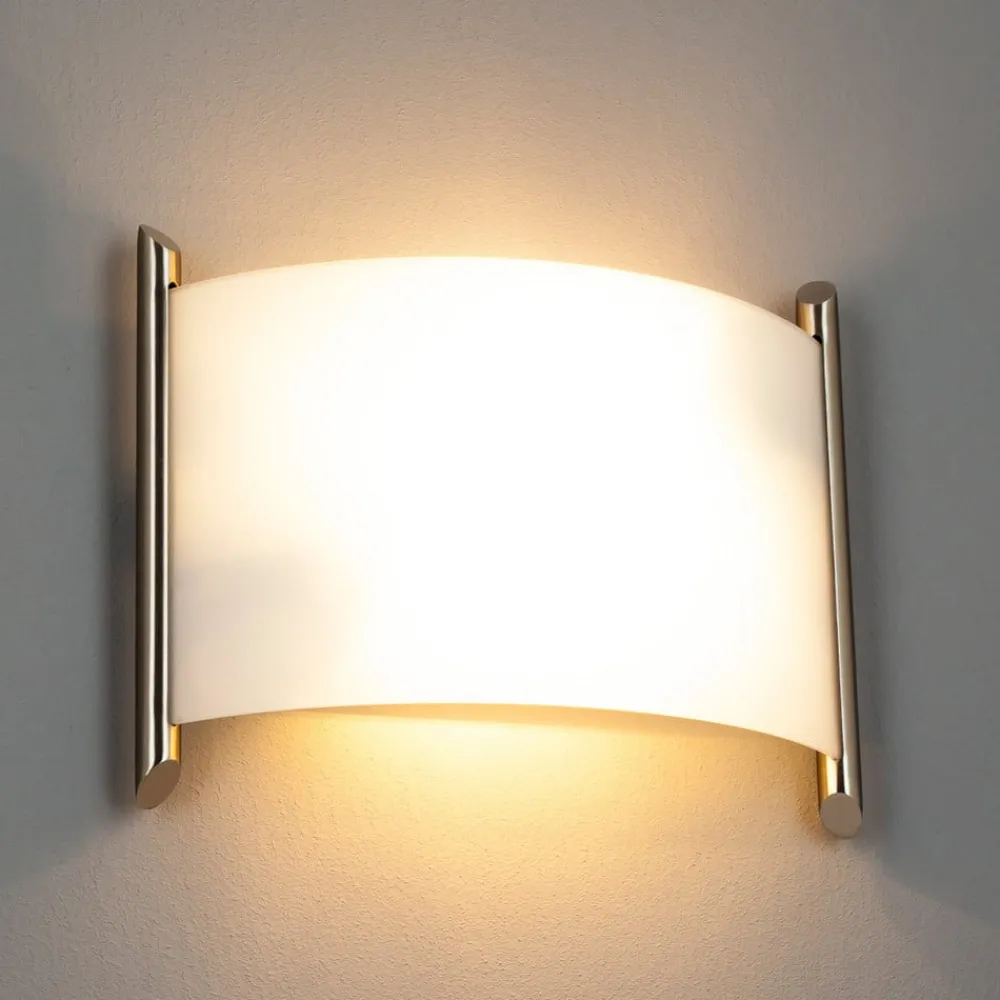 Gang|Pendellamper ^ Lindby væglampe Filippa, 31 cm, nikkel, glas, E27