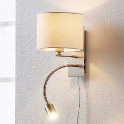 Lindby Pendellamper|Væglamper > væglampe Florens, nikkel, LED-læselampe, 23,5 cm