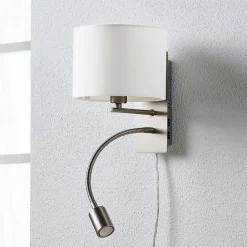 Lindby Pendellamper|Væglamper > væglampe Florens, nikkel, LED-læselampe, 23,5 cm
