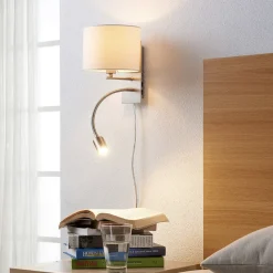 Lindby Pendellamper|Væglamper > væglampe Florens, nikkel, LED-læselampe, 23,5 cm