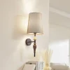 Lindby Væglamper|Væglamper > væglampe Haldorin, grå/sort, tekstil, 58 cm
