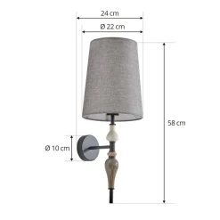 Lindby Væglamper|Væglamper > væglampe Haldorin, grå/sort, tekstil, 58 cm