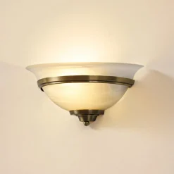 Lindby Gang|Væglamper > væglampe Irimia, 31 cm, antik messing, glas