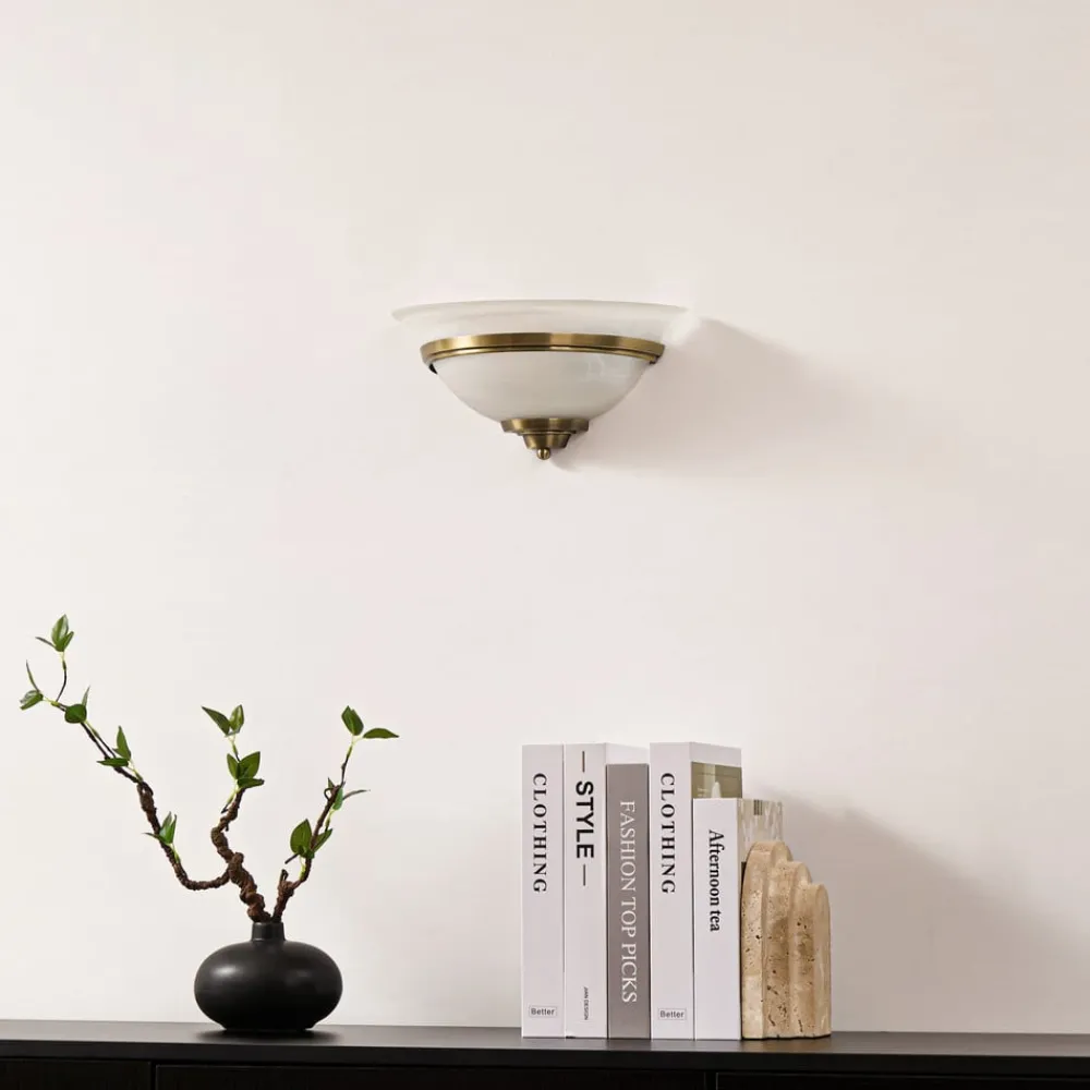 Lindby Gang|Væglamper > væglampe Irimia, 31 cm, antik messing, glas