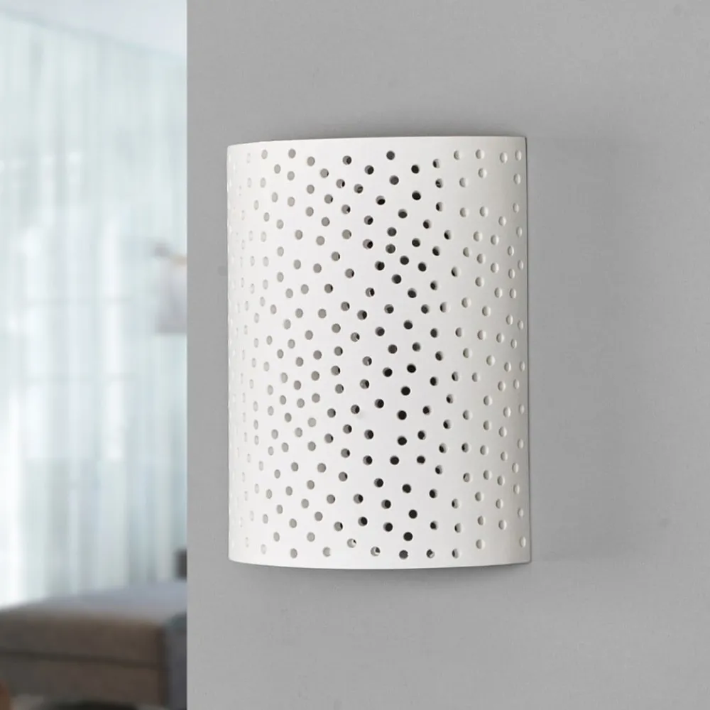 Lindby Gang|Pendellamper > væglampe Jiru, højde 23 cm, hvid, halvcirkelformet, gips