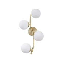 Pendellamper|Væglamper ^ Lindby væglampe Josiana, opal/messing, 48 cm, kugle, glas