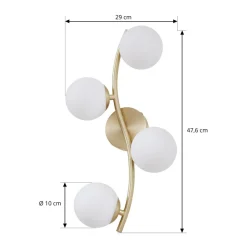 Pendellamper|Væglamper ^ Lindby væglampe Josiana, opal/messing, 48 cm, kugle, glas
