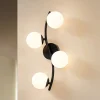 Pendellamper|Væglamper ^ Lindby væglampe Josiana, opal/sort, 48 cm, kugle, glas