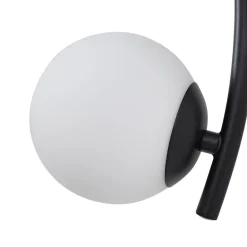 Pendellamper|Væglamper ^ Lindby væglampe Josiana, opal/sort, 48 cm, kugle, glas