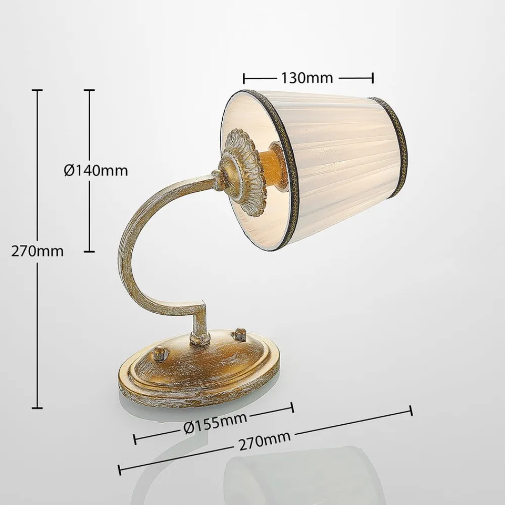 Gang|Pendellamper ^ Lindby væglampe Lumiel, creme/messing, tekstil, 27 cm
