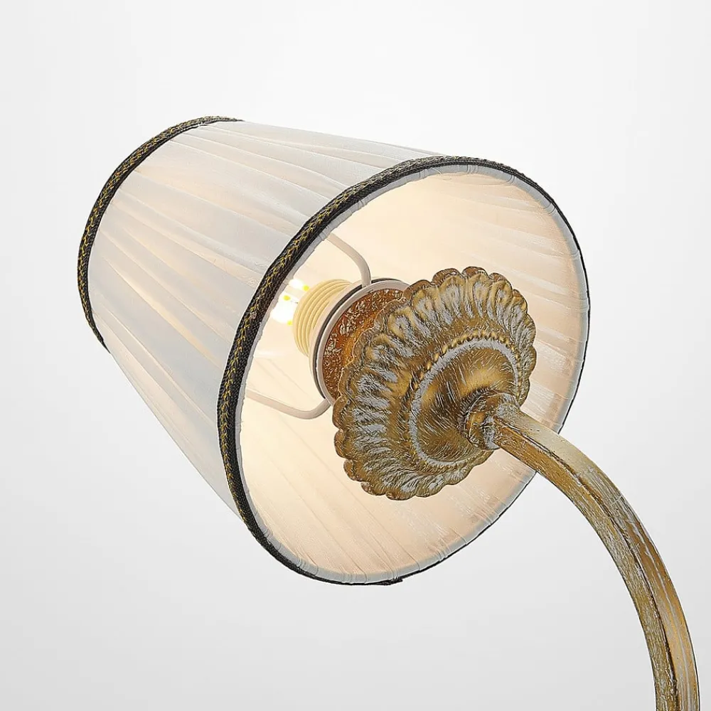 Gang|Pendellamper ^ Lindby væglampe Lumiel, creme/messing, tekstil, 27 cm