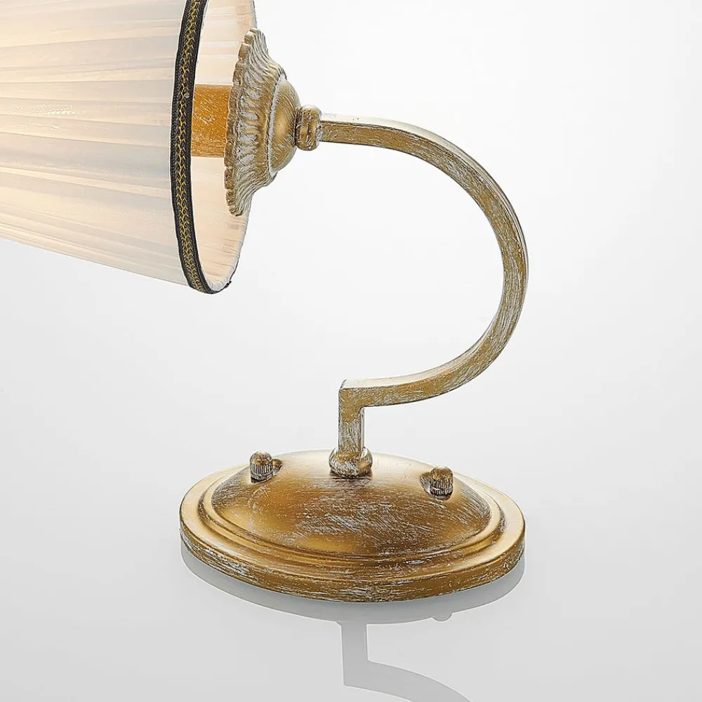 Gang|Pendellamper ^ Lindby væglampe Lumiel, creme/messing, tekstil, 27 cm
