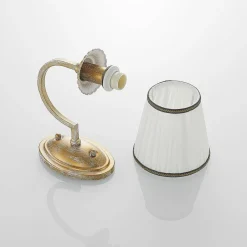 Gang|Pendellamper ^ Lindby væglampe Lumiel, creme/messing, tekstil, 27 cm