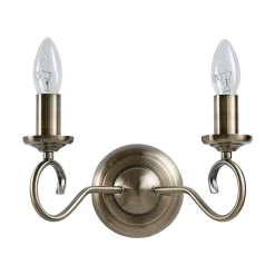 Lindby Væglamper|Væglamper > væglampe Marnia, antik messing, 2 lyskilder, 27 cm, E14