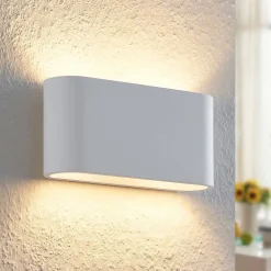 Lindby Væglamper|Væglamper > væglampe Mavora, afrundet, 25 cm, hvid, gips, G9