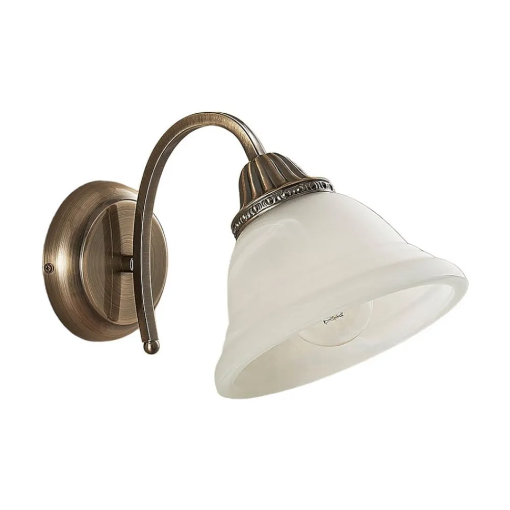 Væglamper|Væglamper ^ Lindby væglampe Mialina, 20 cm, antik messing, metal, glas