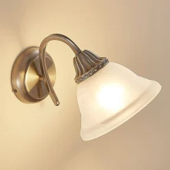 Væglamper|Væglamper ^ Lindby væglampe Mialina, 20 cm, antik messing, metal, glas
