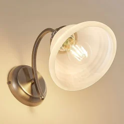 Væglamper|Væglamper ^ Lindby væglampe Mialina, 20 cm, antik messing, metal, glas