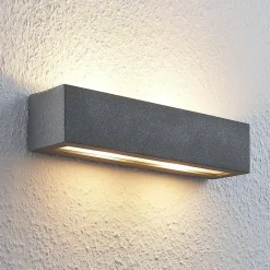 Væglamper ^ Lindby væglampe Nellie, grå, beton, 35,3 cm bred
