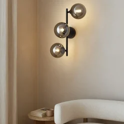 Lindby Pendellamper|Væglamper > væglampe Orbelia, sort, 3 lyskilder, glas, G9