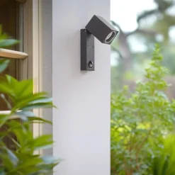 Lindby Væglampe Med Sensor > væglampe Othil, sensor, antracit, metal, IP44