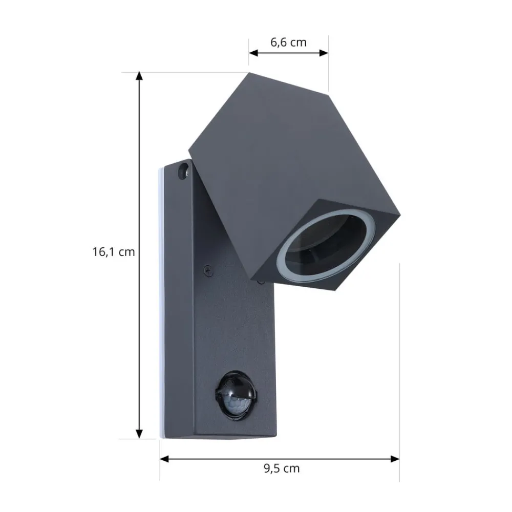 Lindby Væglampe Med Sensor > væglampe Othil, sensor, antracit, metal, IP44