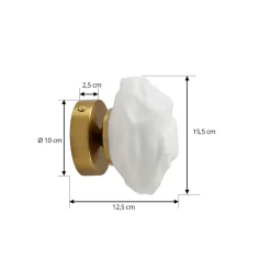 Lindby Væglamper|Væglamper > væglampe Piatra, opal/messing, glas, Ø 16 cm, G9
