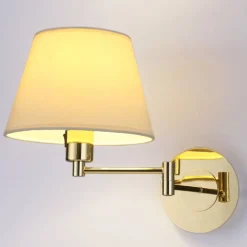 Lindby Gang|Pendellamper > væglampe Pola, 30 cm, messing, udtrækkelig, tekstil