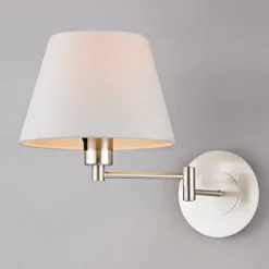 Lindby Væglamper|Væglamper > væglampe Pola, 30 cm, nikkel, udtrækkelig, tekstil