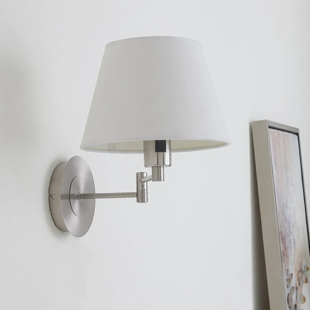 Lindby Væglamper|Væglamper > væglampe Pola, 30 cm, nikkel, udtrækkelig, tekstil