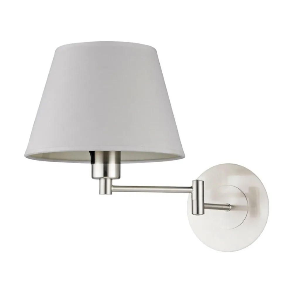 Lindby Væglamper|Væglamper > væglampe Pola, 30 cm, nikkel, udtrækkelig, tekstil