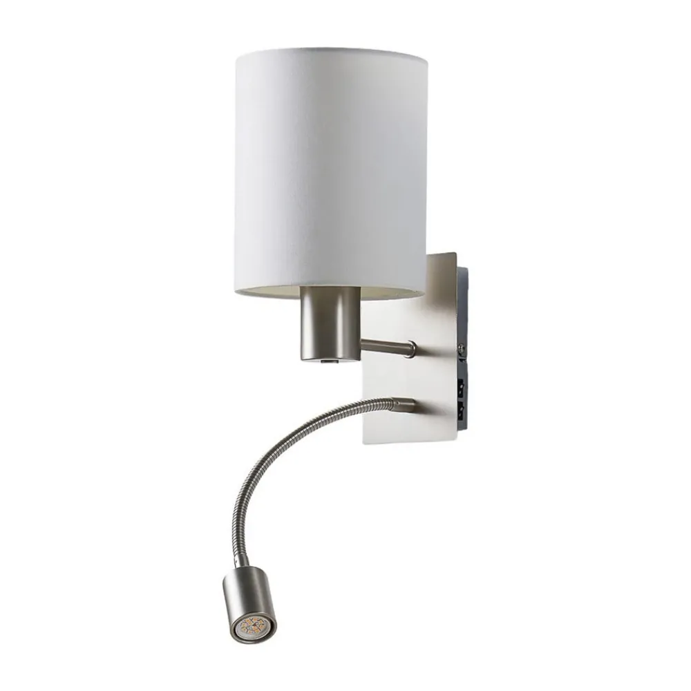 Væglamper|Væglamper ^ Lindby væglampe Shajan, 29 cm, tekstil, E27, LED-læselampe