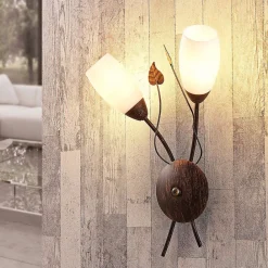 Lindby Væglamper|Væglamper > væglampe Stefania, sort/guld, glas, E14, 42,5 cm